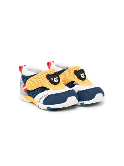 Miki House Kids' Bear-patch Detail Sneakers In Yellow
