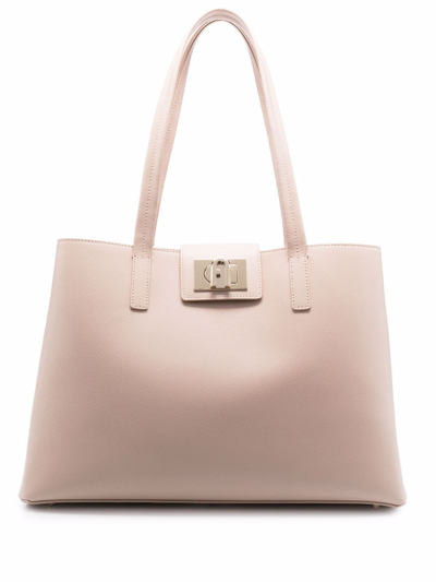 Furla 1927 Leather Tote Bag In Neutrals