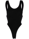 Reina Olga Ruby Ribbed High-cut Swimsuit In Black