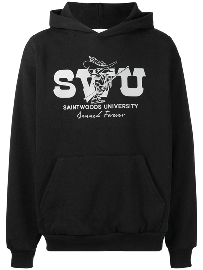 Saintwoods Logo-print Cotton Hoodie In Black