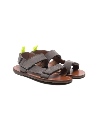 Pèpè Kids' Touch-strap Fastening Sandals In Grey