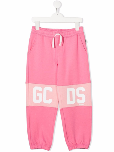 Gcds Kids' Logo-print Track Trousers In Pink