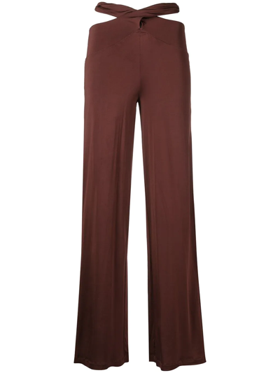 Marine Serre Cross-waist Fluid Trousers In Brown