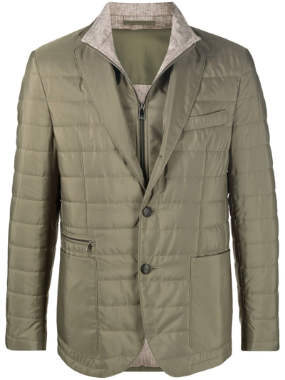 Corneliani Padded Single-breasted Blazer In Green