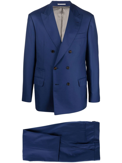 Brunello Cucinelli Two-piece Tailored Double-breasted Suit In Blue