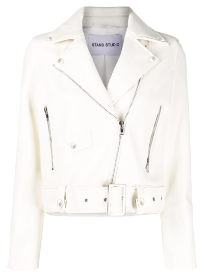 Stand Studio White Eco-leather Biker Jacket