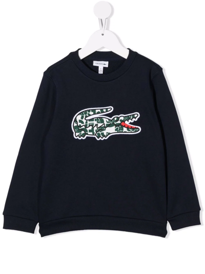 Lacoste Kids' Heritage Logo-patches Sweatshirt In Blue