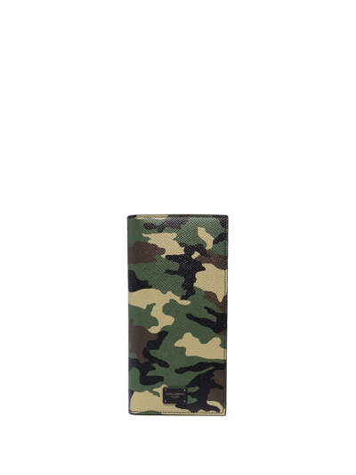 Dolce & Gabbana Camouflage-print Bi-fold Wallet In Green