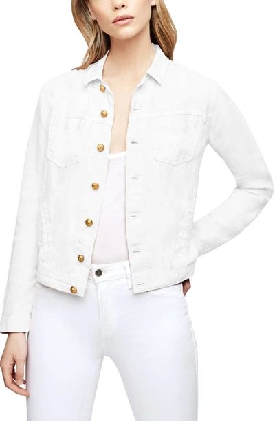 Lagence L'agence Celine Slim Linen Jacket In Blanc