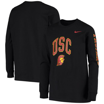 Nike Kids' Youth  Black Usc Trojans Arch & Logo 2-hit Long Sleeve T-shirt