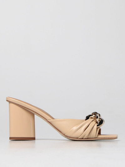 Twinset Leather Mules In Nude