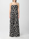 Msgm Floral-print Cotton Jumpsuit In Black
