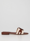 Ralph Lauren Alegra Canvas-leather Slide Sandal In Leather