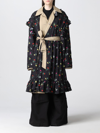 Balenciaga Reversible Black Flowers Trench Coat In Black