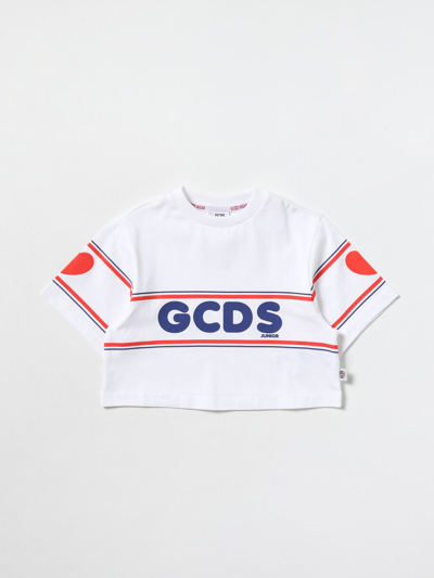 Gcds Kids' Diesel Cotton T-shirt With Logo Print In White