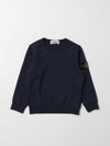 Stone Island Kids' Cotton Sweatshirt With Logo In Blue