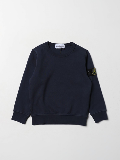 Stone Island Junior Kids' Cotton Sweatshirt With Logo In Blue