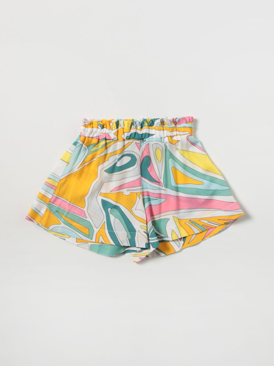 Emilio Pucci Babies' Stretch Printed Shorts In Yellow