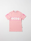 Gcds Kids' Cotton T-shirt With Print In Pink