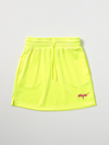 Msgm Teen Embroidered-logo Track Skirt In Yellow