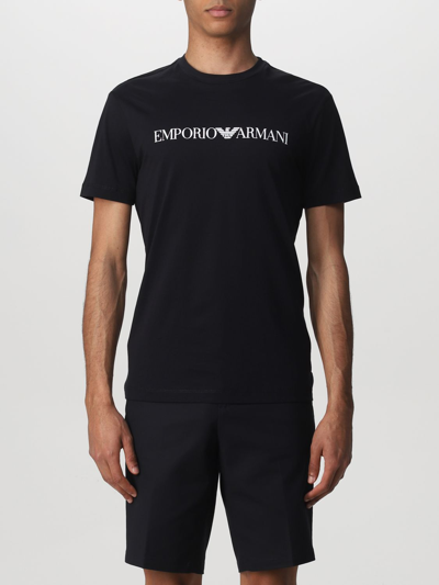 Emporio Armani Cotton T-shirt In Blue