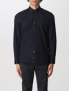 Fay Dark Blue Stretch Cotton Poplin Shirt In Blue