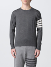 Thom Browne Stripe Milano Stitch Cotton Sweatshirt In Grey