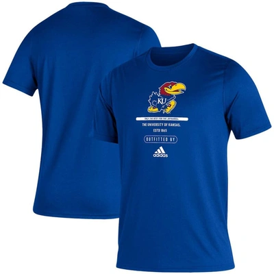 Adidas Originals Adidas Royal Kansas Jayhawks Sideline Locker Tag Creator Aeroready T-shirt
