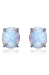 Lafonn Simulated Opal Stud Earrings In White