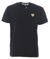 Comme Des Garçons Play Black And Gold Heart Patch T-shirt In Nero