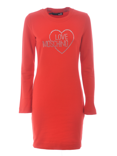 Moschino Love Love Moschino Dress / Sweatshirt In Stretch Cotton In Rosso