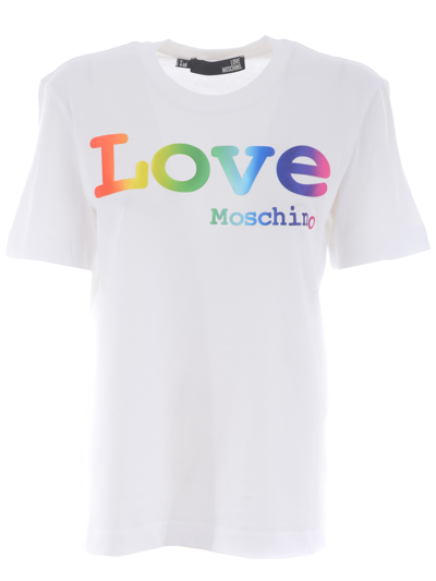 Moschino Love Love Moschino T-shirt In Cotton Jersey In Bianco