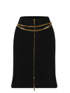 Moschino Draped Chain Cotton Fleece Skirt In Nero