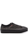 Diesel S-principia Flatform Cotton And Leather Low-top Trainers In Schwarz