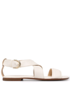 Doucal's Cross-strap Leather Sandals In White