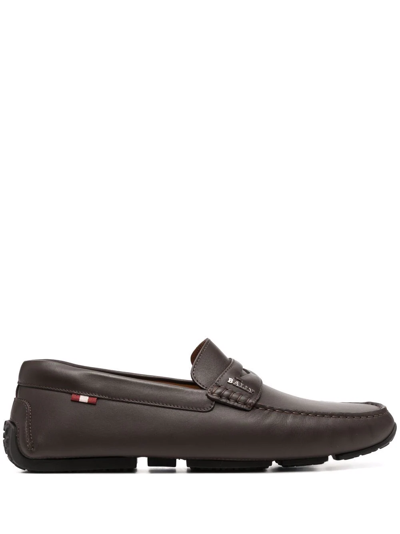 Bally Leather Logo-plaque Loafers In Brown