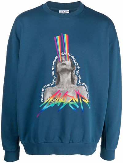 Marcelo Burlon County Of Milan Graphic Print Sweatshirt In Blau