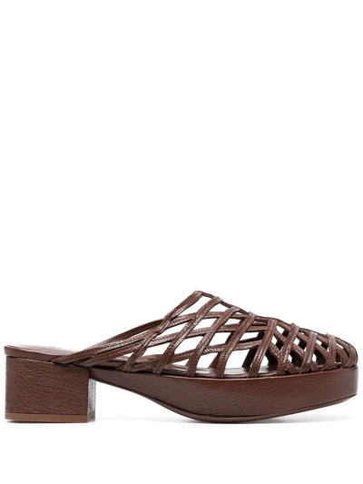 BY FAR CAGED LEATHER MULES