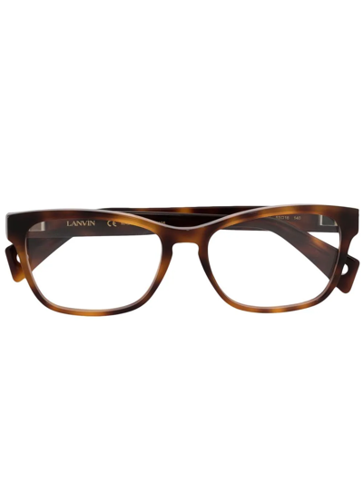 Lanvin Tortoiseshell-effect Square-frame Glasses In Brown