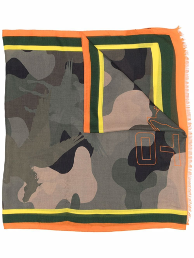 Etro Camouflage-print Scarf In Grün