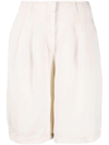 Emporio Armani Pleat-detail Tailored Shorts In Neutrals