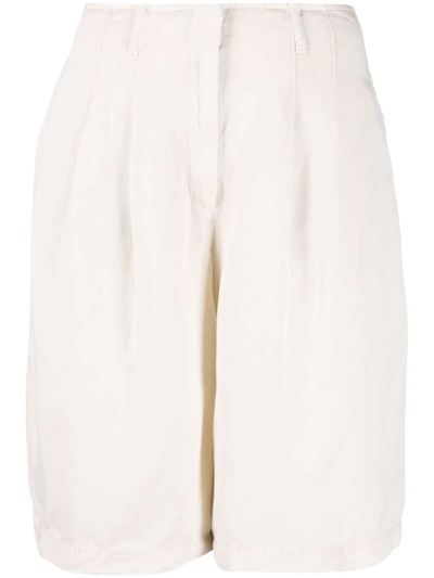 Emporio Armani Pleat-detail Tailored Shorts In Neutrals