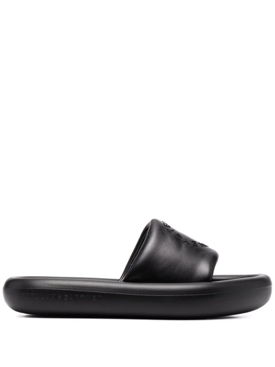 Stella Mccartney Perforated Logo Slides In Nero
