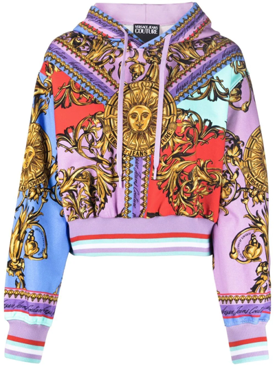 Versace Jeans Couture Sun Flower Garland Print Hoodie In Pink