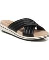 Lifestride Panama Cross Strap Slide Sandal In Black Faux Leather