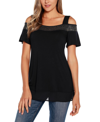 Belldini Women's Embellished Cold-shoulder Top In Black