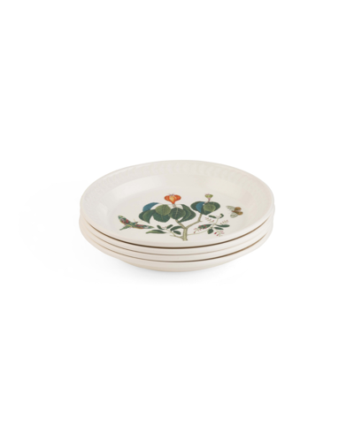 Portmeirion Botanic Garden Harmony Emerald 4 Piece Salad Plate Set In White