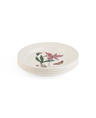 Portmeirion Botanic Garden Harmony Amethyst 4 Piece Dinner Plate Set In White