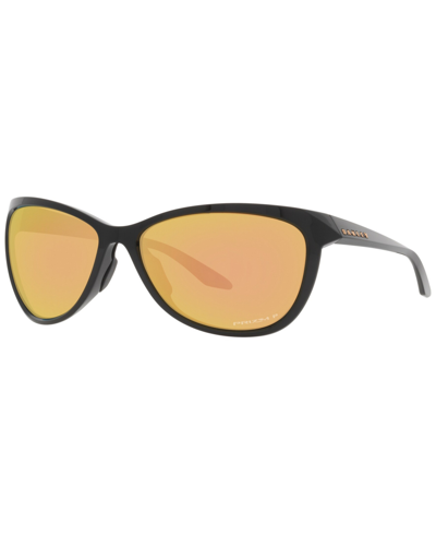 Oakley Women's Leadline Polarized Sunglasses, Oo9473 56 In Polished Black,prizm Rose Gold Polarized