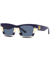 Tory Burch Navy Rectangular Ladies Sunglasses Ty7169u 189580 52 In Navy Ivory Vintage-like Stripes